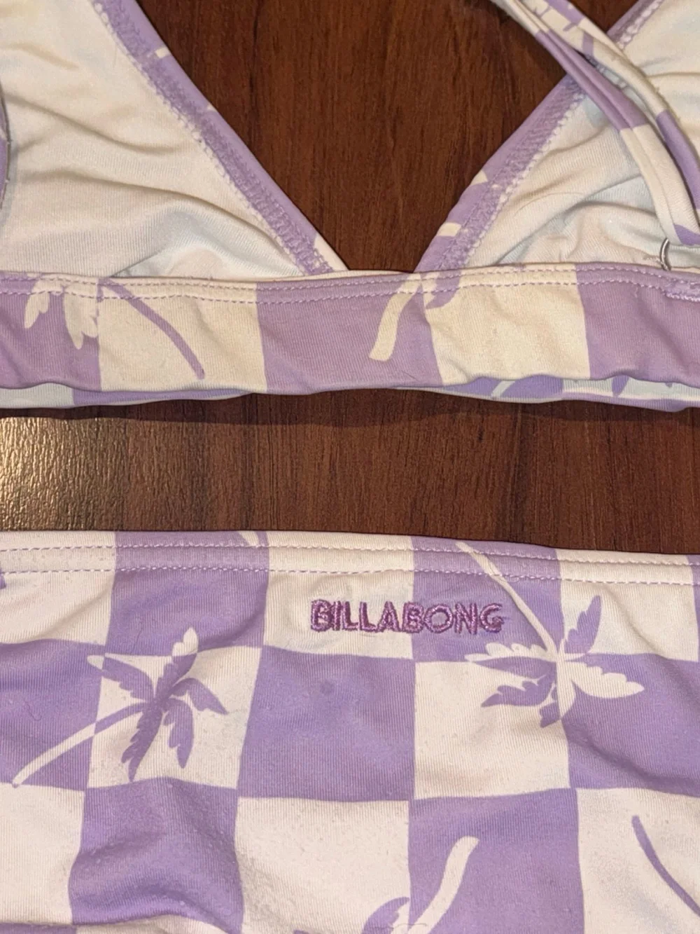 Billabong Kids Bikini Purple White Palm Set $66 Size 12 Nordstrom Vineyard Vine